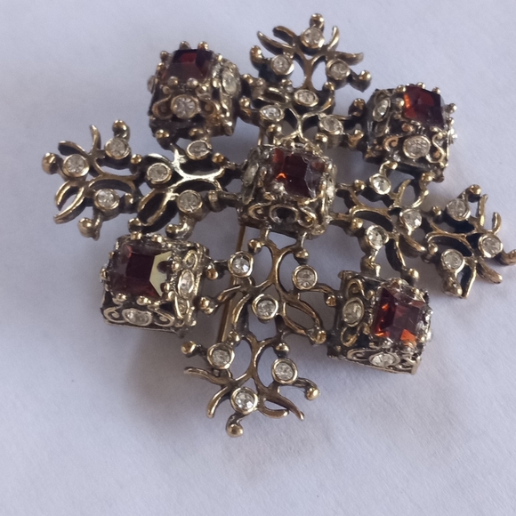 Vogue Jewelery VTG 50's 60's Tree Topaz, Clear Rhinestones Rare Gold Tone Brooch - Picture 12 of 13
